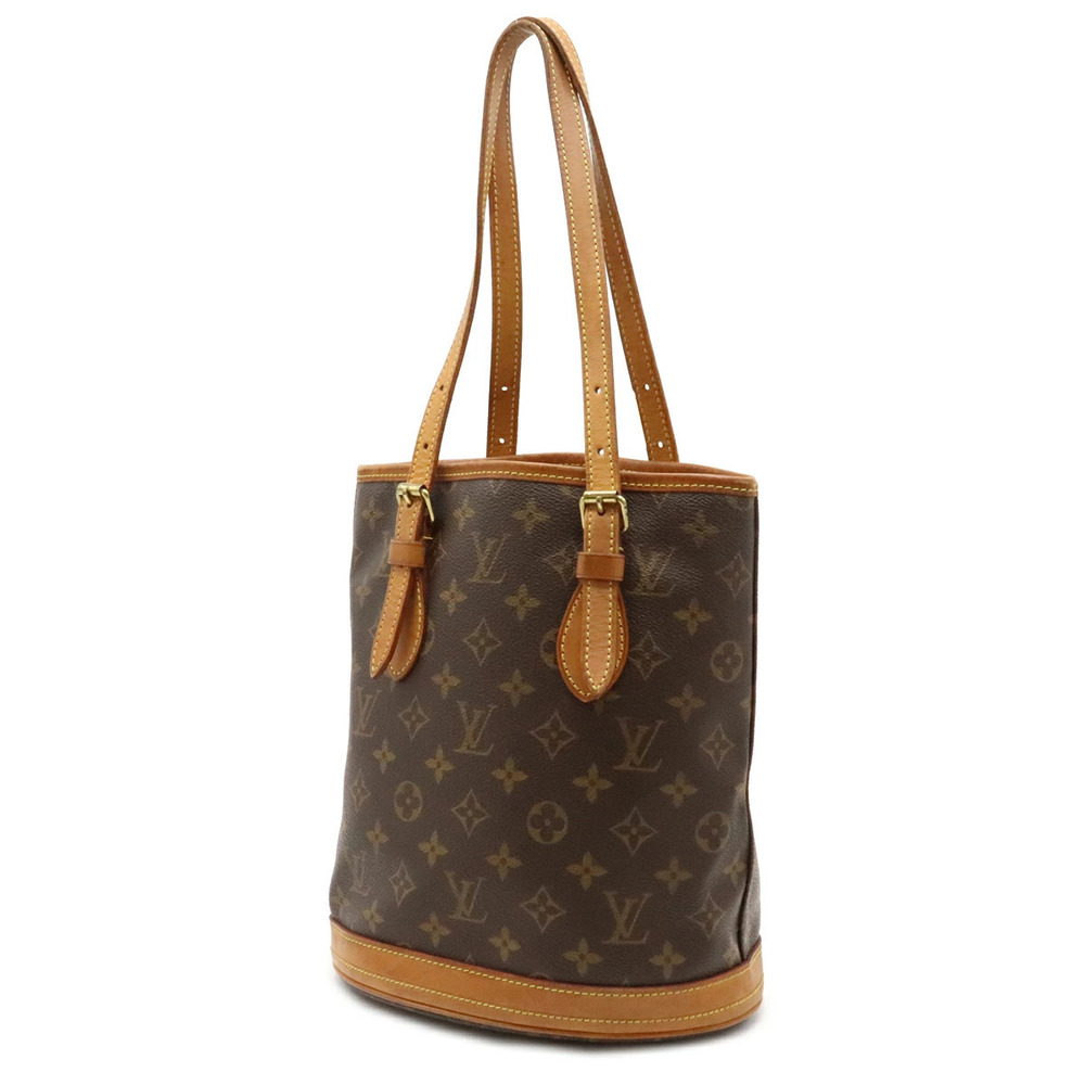 Louis Vuitton Monogram Bucket Shoulder Pouch Bag Tote Brown